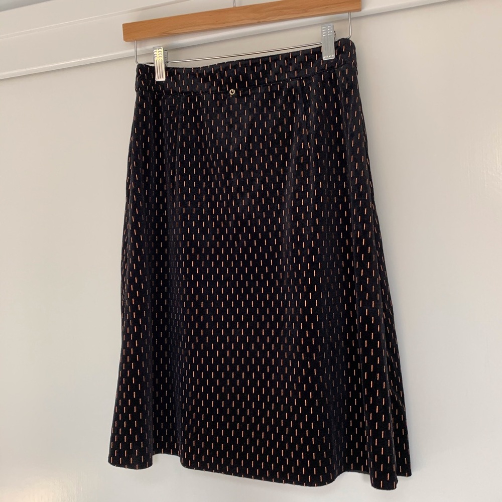 NEW AMENAPIH HIPANEMA PARIS Velvet Skirt Metallic Gold Button Black S - Picture 7 of 8